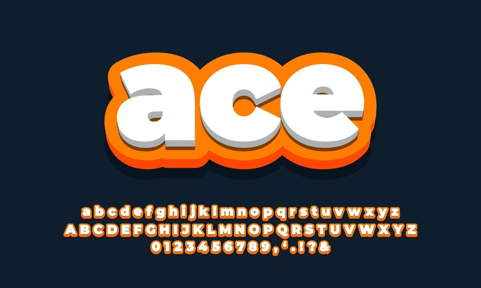 orange doux avec effet de police 3d blanc ou conception de styles de texte vecteur