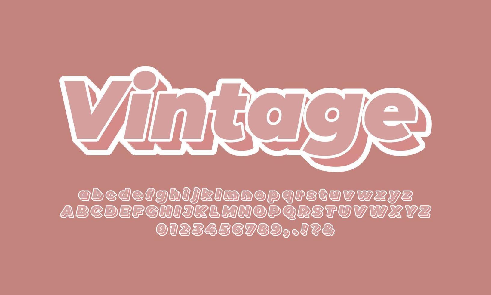 texte vintage pastel gras 3d ou conception d'effet de police icône vecteur conception