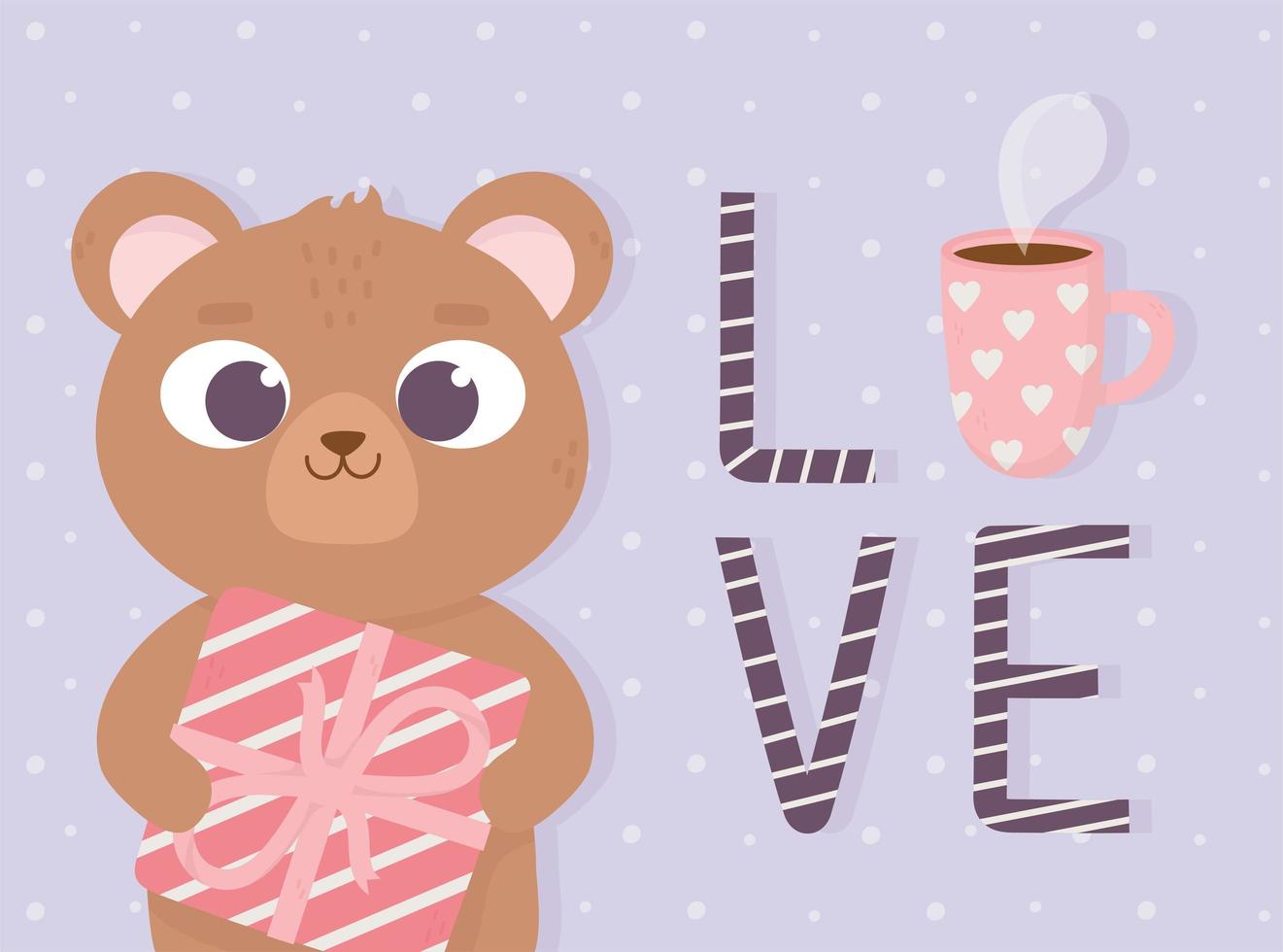 joyeux saint valentin mignon petit ours avec boîte cadeau amour vecteur