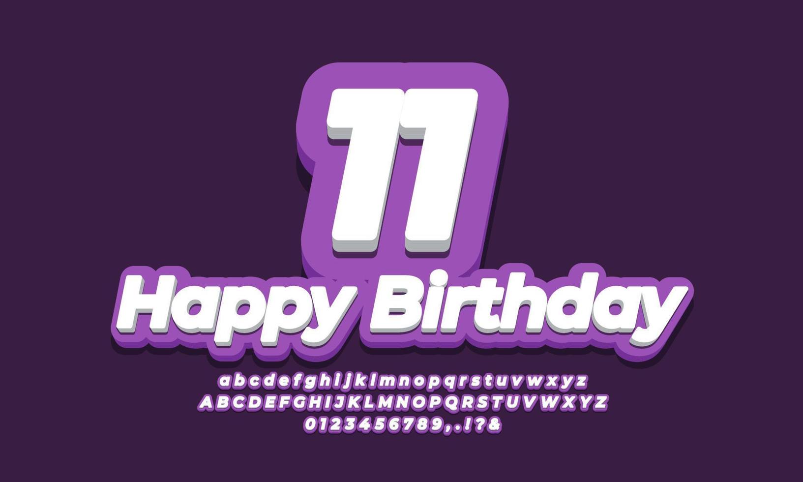 numéro 11 onze ans célébration anniversaire police 3d violet design vecteur