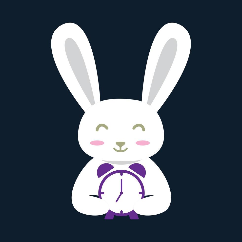 animal animaux de compagnie lapin avec le temps logo vector icon design