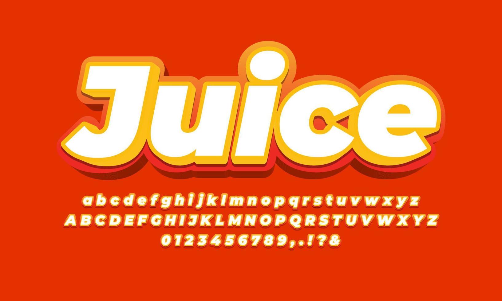 jus d'orange effet de texte abstrait 3d vecteur