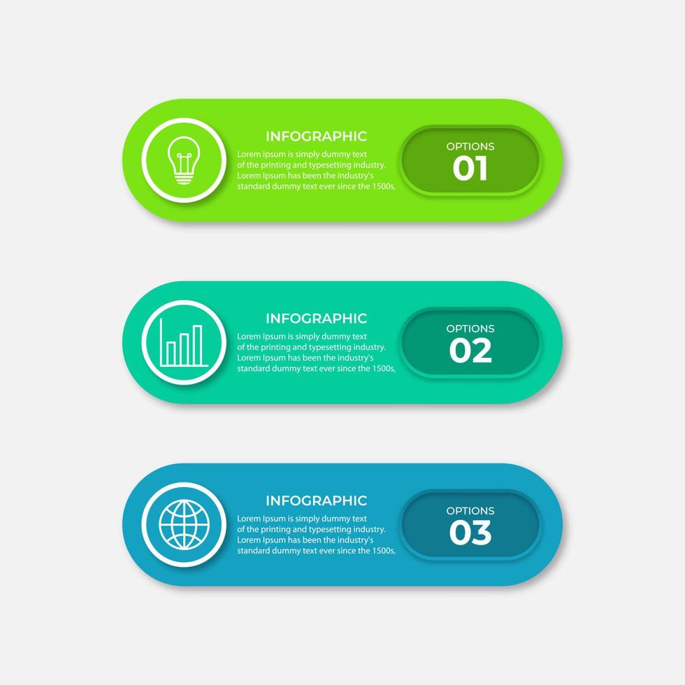 modèle de conception infographique vectoriel avec 3 options ou étapes