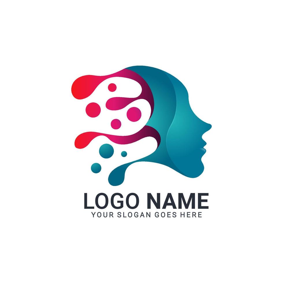 logo tête de personnes. illustration de visage humain. esprit créatif logo vecteur