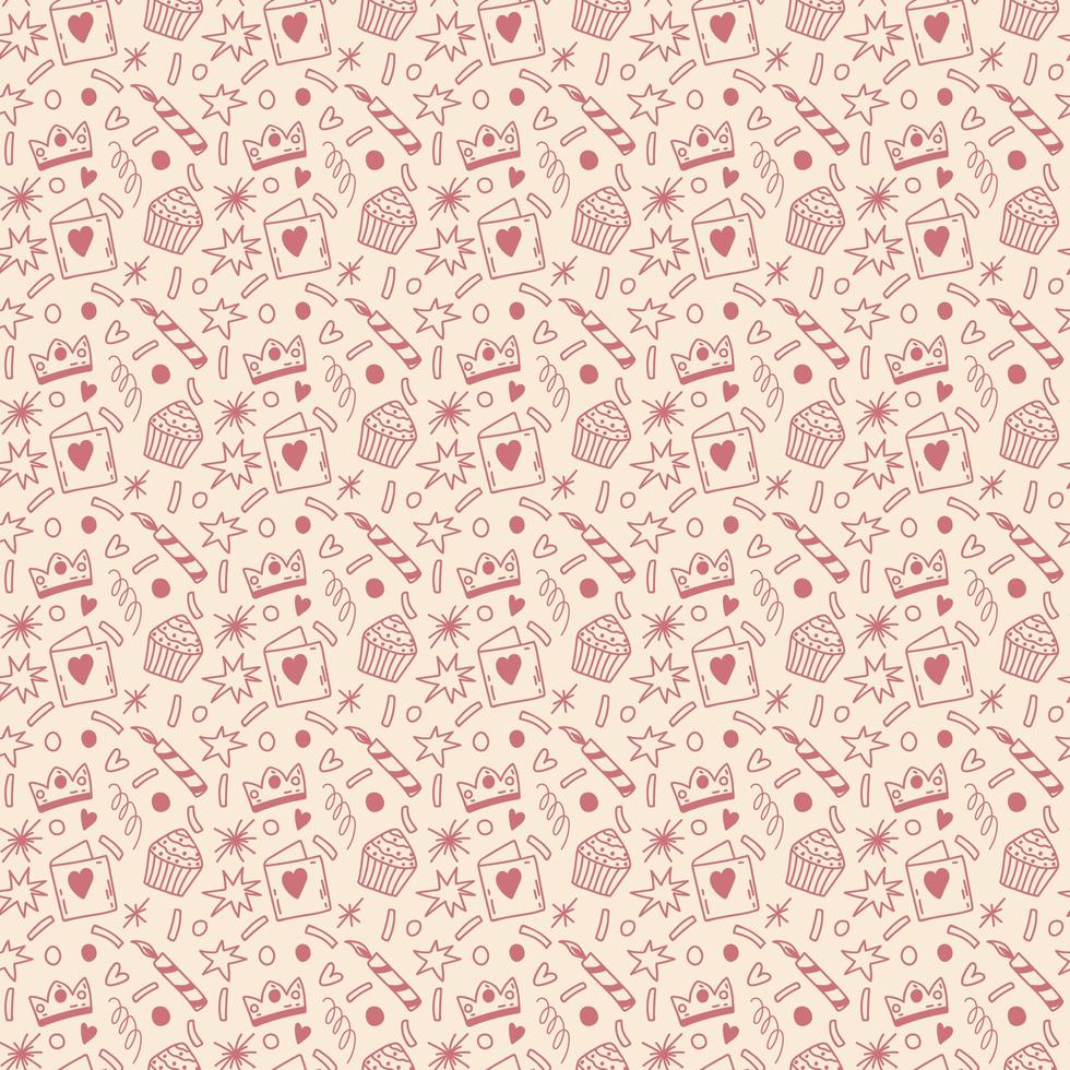 motif de griffonnage sans couture de couleur rose et champagne. fond de dessin animé mignon pour anniversaire, st. saint valentin vecteur