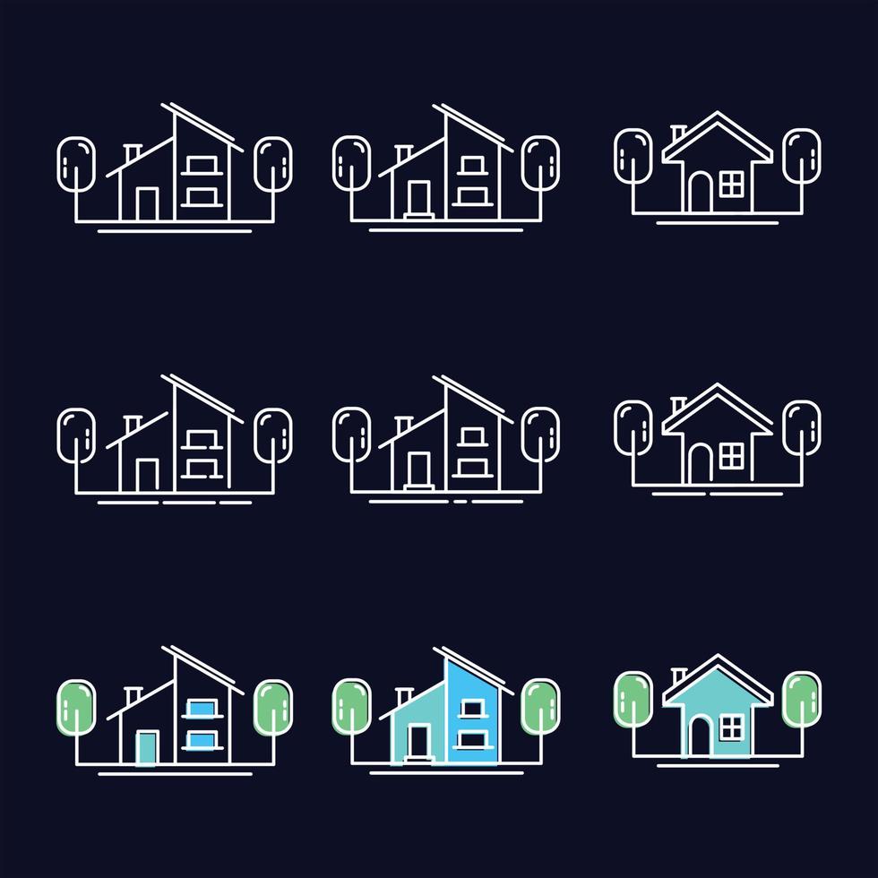 collection de jeux d'icônes de maison, utilisée pour la propriété et l'environnement. vecteur