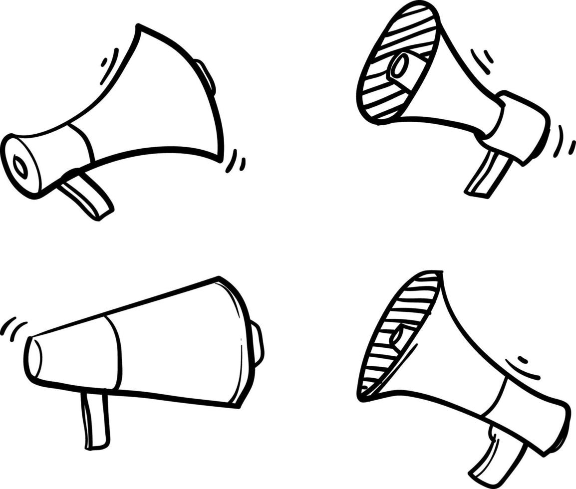 illustration de mégaphone dessiné à la main avec vecteur de style dessin animé doodle