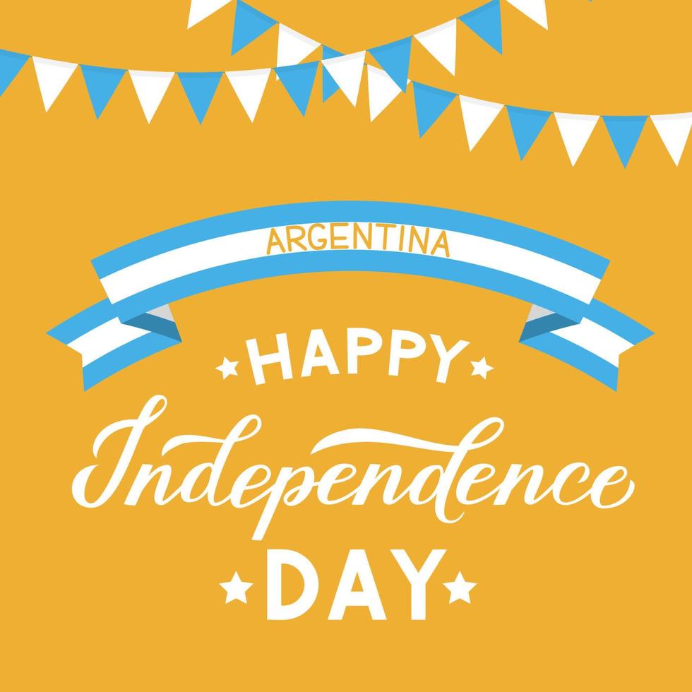 joyeux jour de l'indépendance de l'argentine lettrage à la main. affiche de typographie de célébration. modèle vectoriel facile à modifier pour carte de voeux, flyer, bannière, t-shot, carte postale, etc.