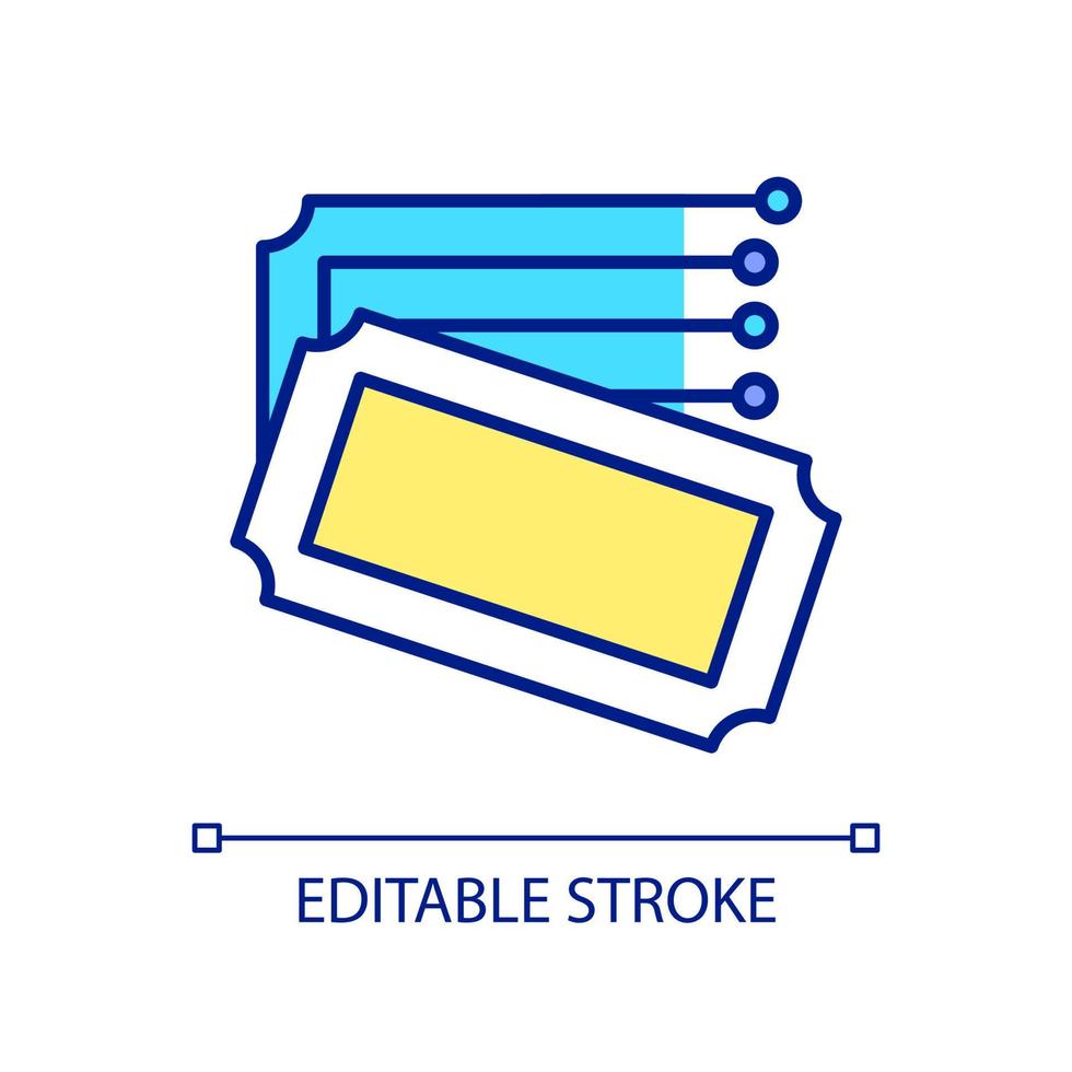 icône de couleur RVB des billets électroniques. service confortable au client. commande en ligne de tickets de transport en commun. billets électroniques. illustration vectorielle isolée. dessin au trait rempli simple. trait modifiable vecteur