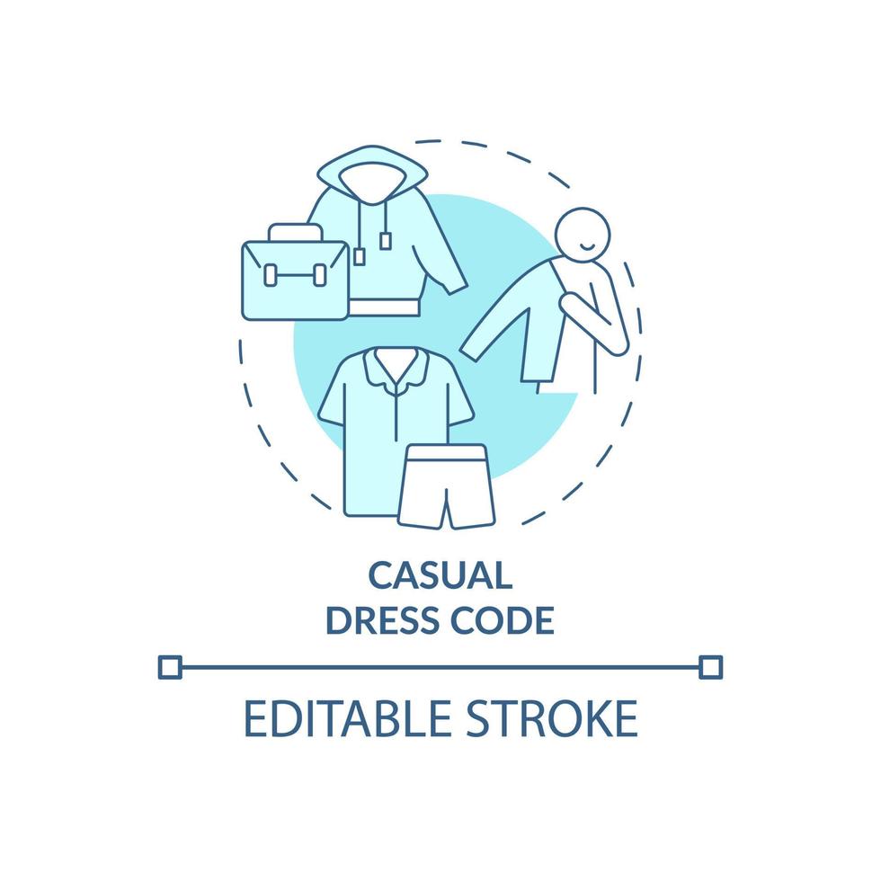 icône de concept de code vestimentaire informel. pas de règles vestimentaires. illustration de ligne mince d'idée abstraite de vêtements de tous les jours. dessin de contour isolé. trait modifiable. roboto-medium, myriade de polices pro-gras utilisées vecteur