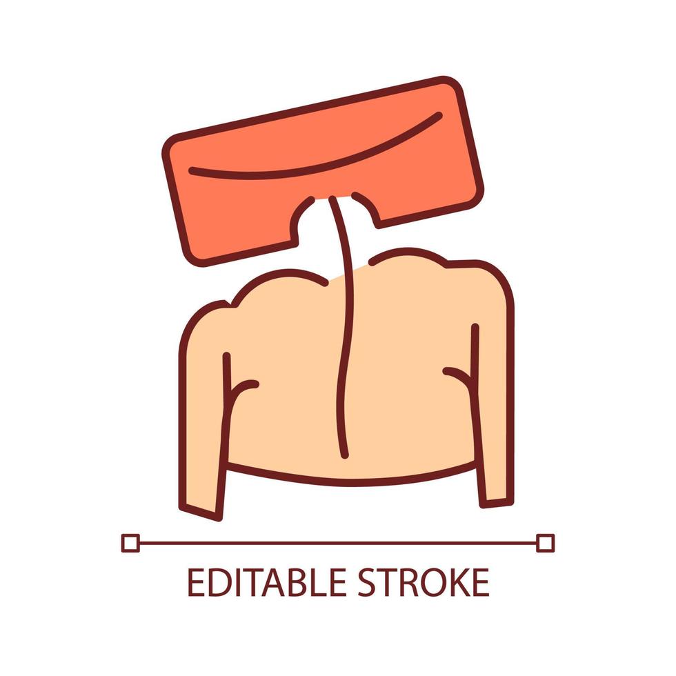 icône de couleur rvb de bosse de côte. indicateur primaire de scoliose. asymétrie de la hauteur des côtes. déformation de la cage thoracique. courbure de la colonne vertébrale. illustration vectorielle isolée. dessin au trait rempli simple. trait modifiable vecteur