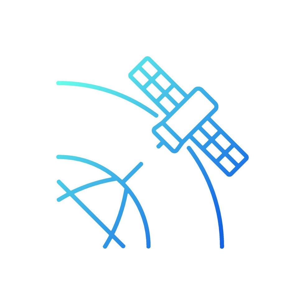 icône de vecteur linéaire de gradient de satellite polaire. satellite artificiel étudiant la surface du pôle, la magnétosphère. symbole de couleur de ligne mince. pictogramme de style moderne. dessin de contour isolé de vecteur