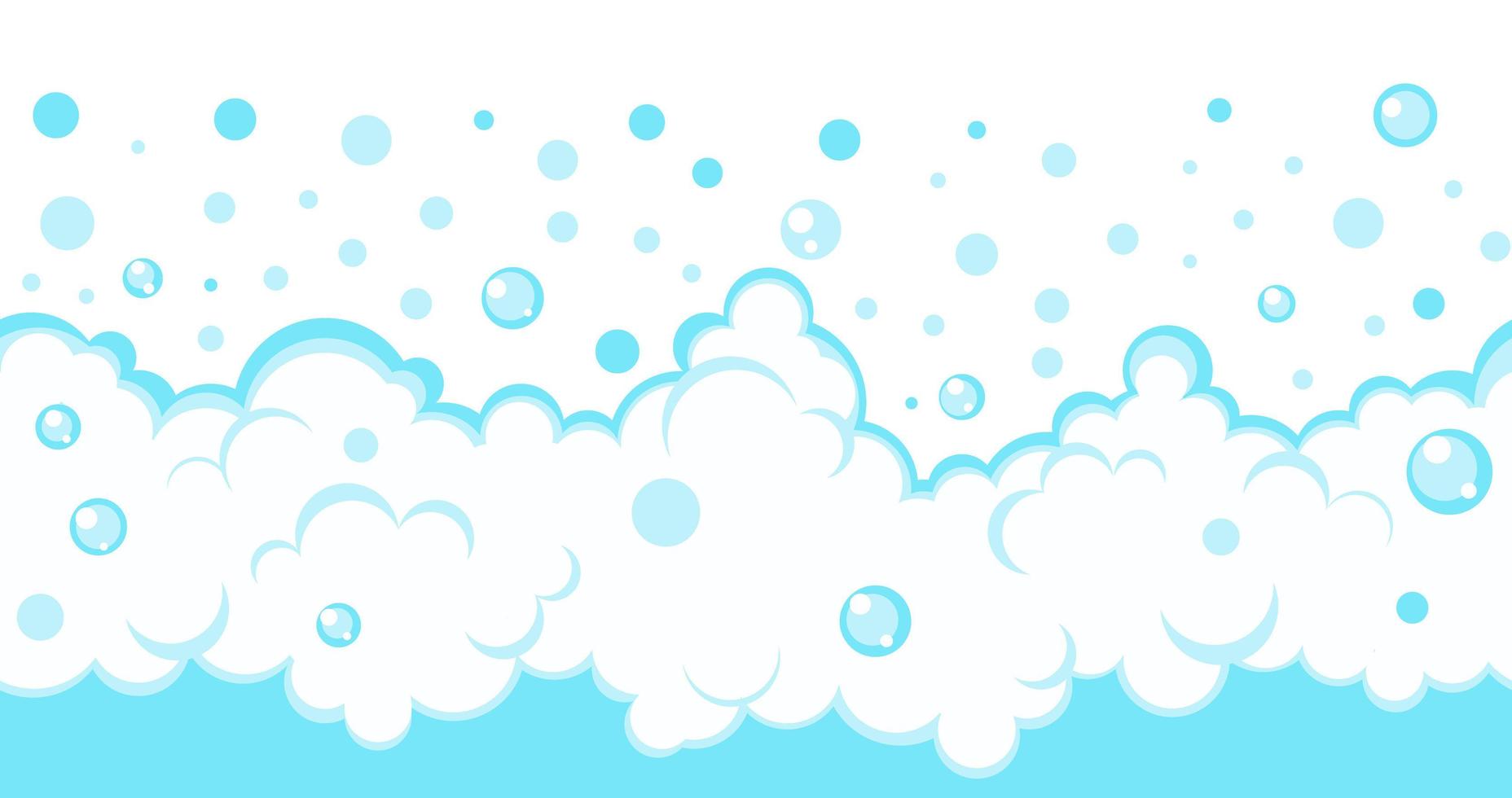 bordure de bulles de savon. cadre de mousse effervescente de dessin animé bleu. illustration vectorielle de fond pétillant. vecteur
