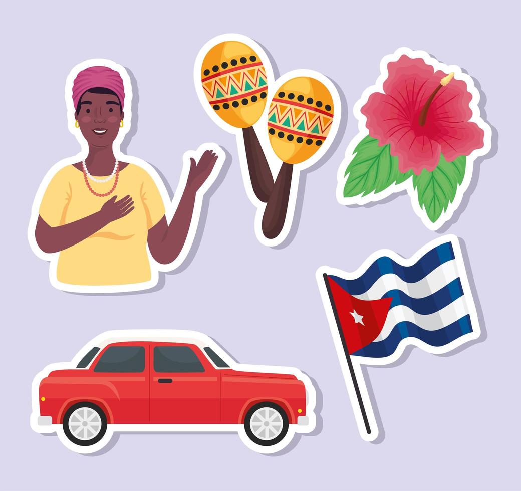 cuba pays cinq icônes vecteur