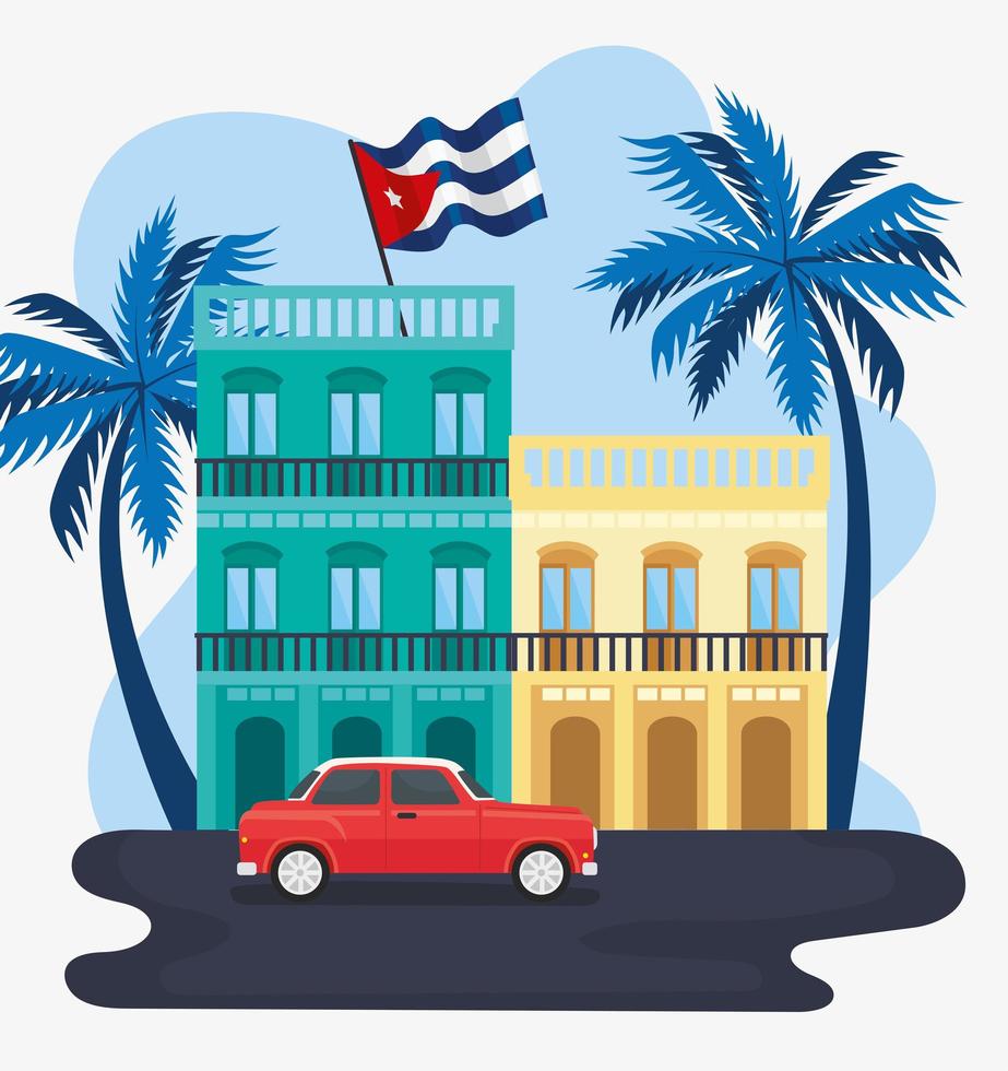scène de rue cubaine vecteur