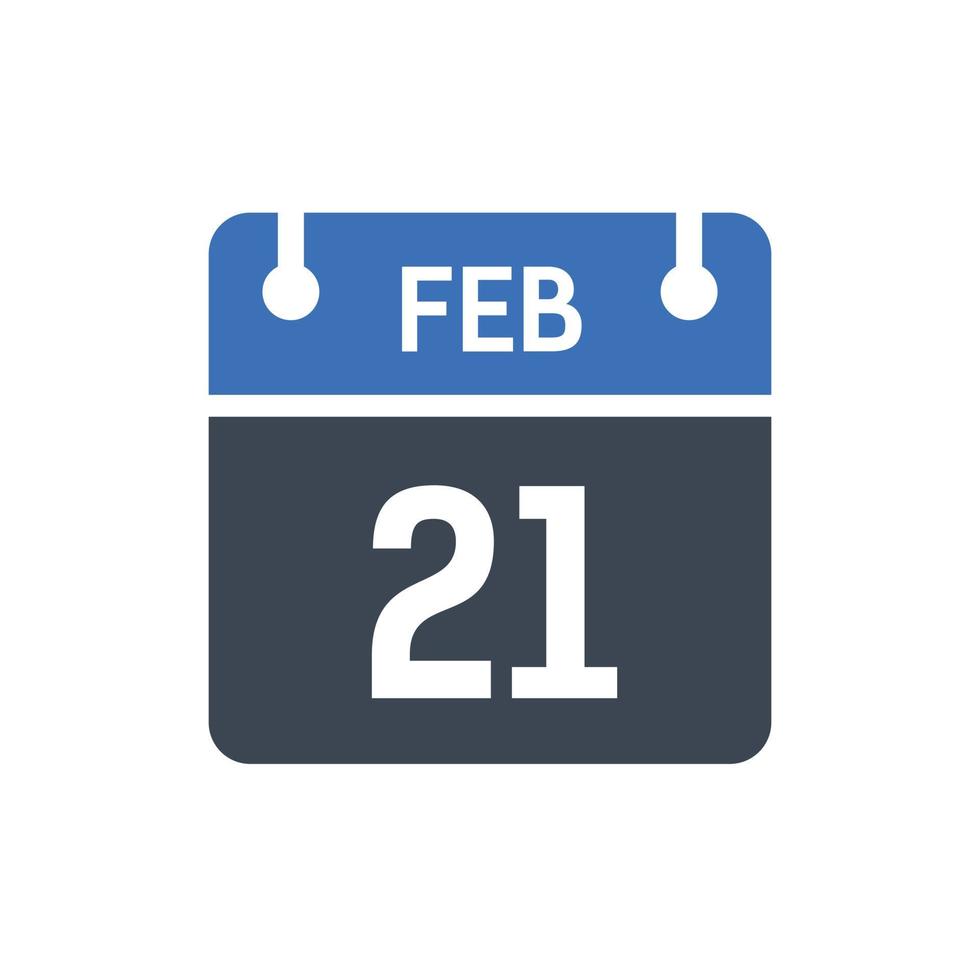 icône du calendrier du 21 février, icône de la date vecteur