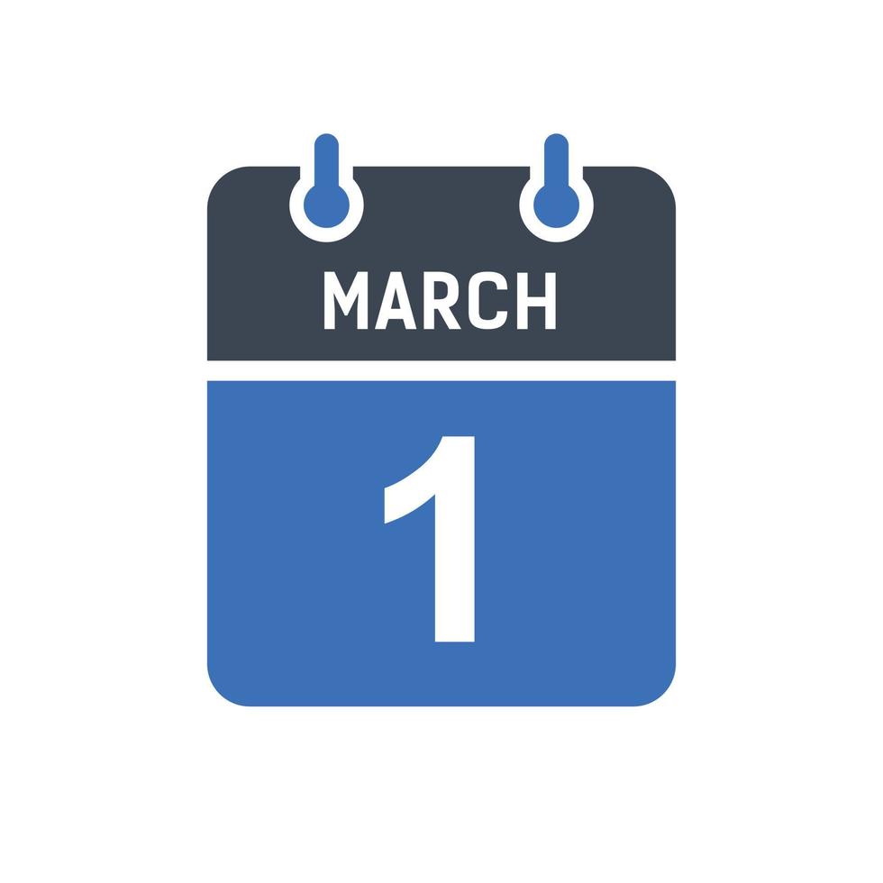 icône de la date du calendrier du 1er mars vecteur