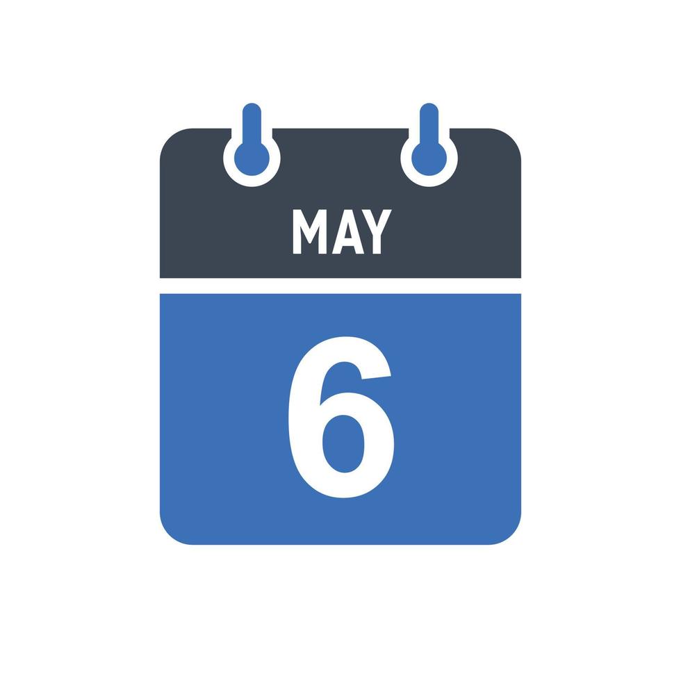 icône de la date du calendrier du 6 mai vecteur