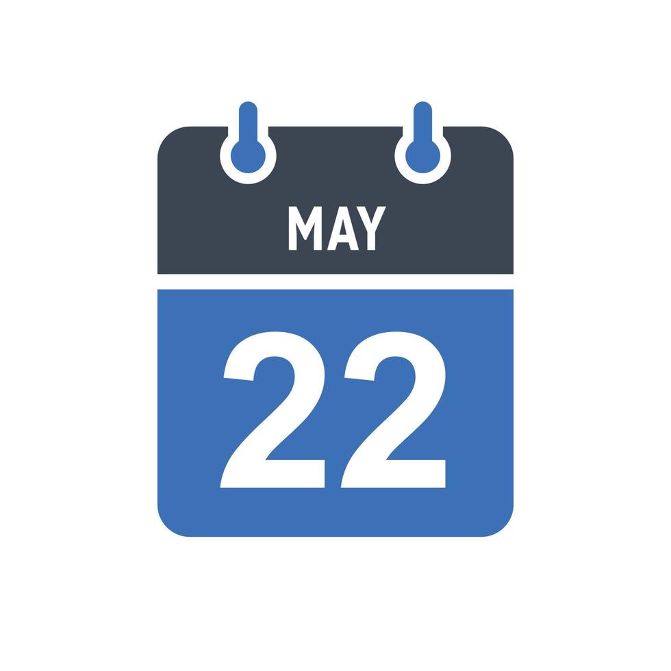 icône de la date du calendrier du 22 mai vecteur