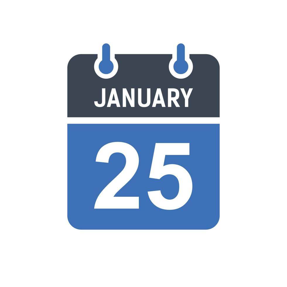 icône de la date du calendrier du 25 janvier vecteur