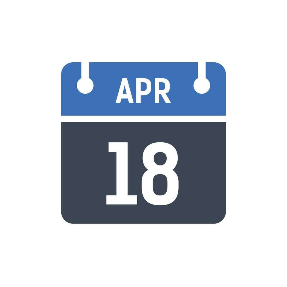 icône de la date du calendrier du 18 avril vecteur