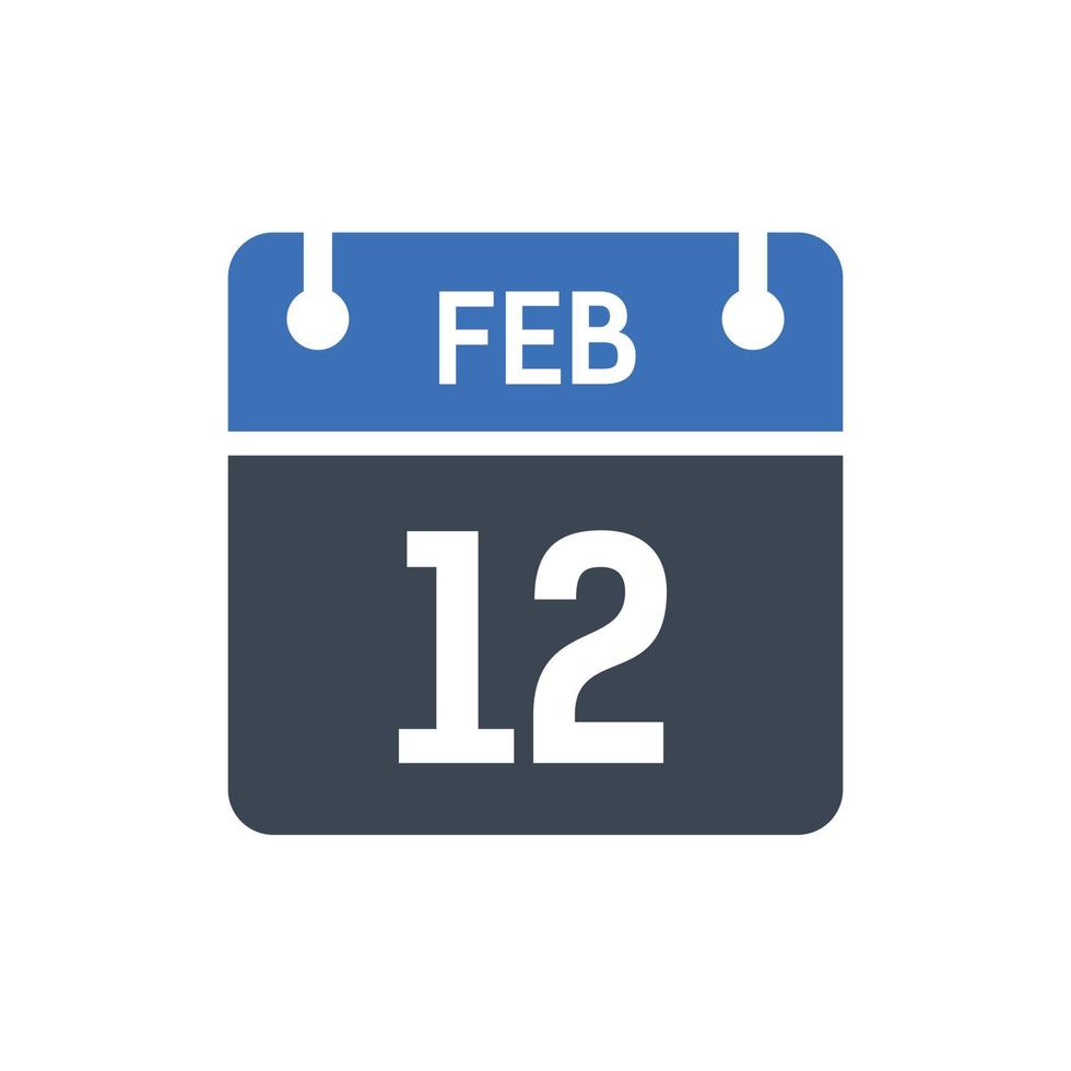 icône de la date du calendrier du 12 février vecteur