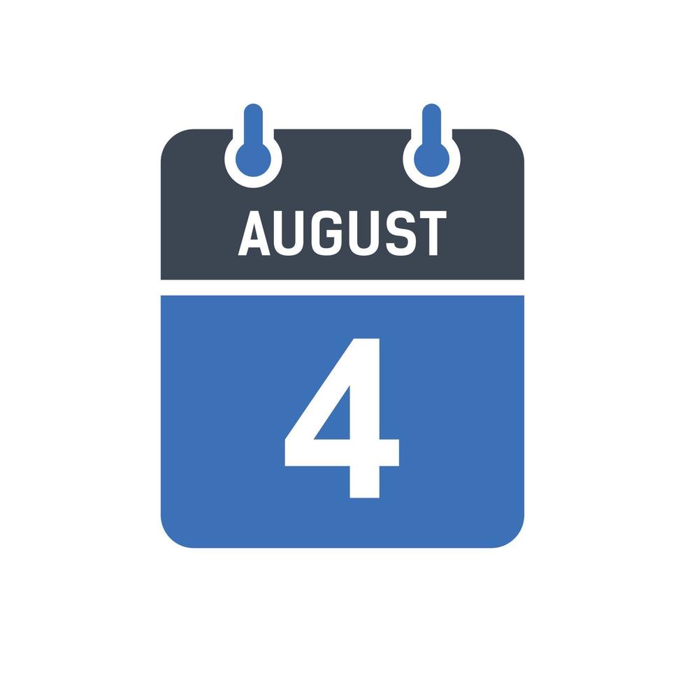 icône de la date du calendrier du 4 août vecteur