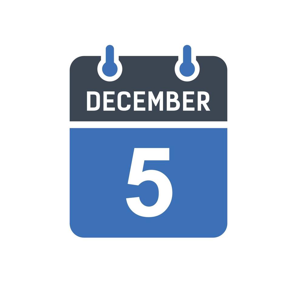 icône de la date du calendrier du 5 décembre vecteur