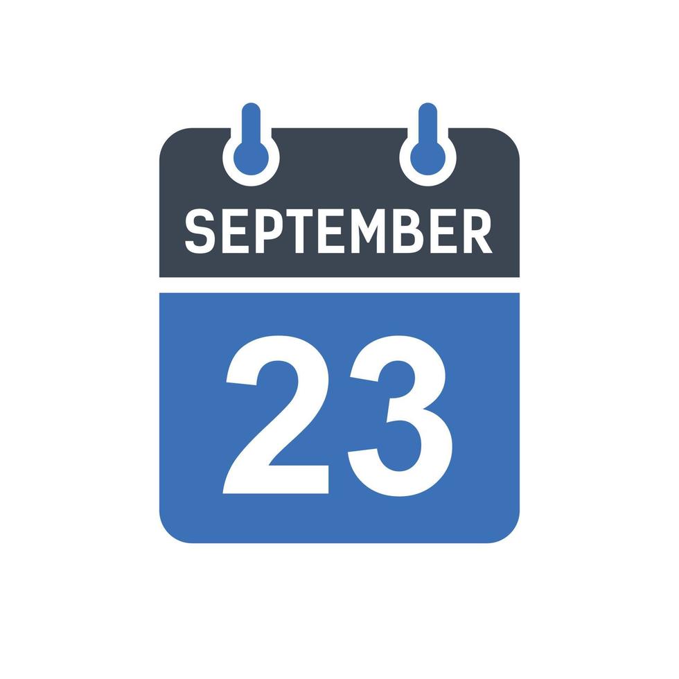 icône de la date du calendrier du 23 septembre vecteur