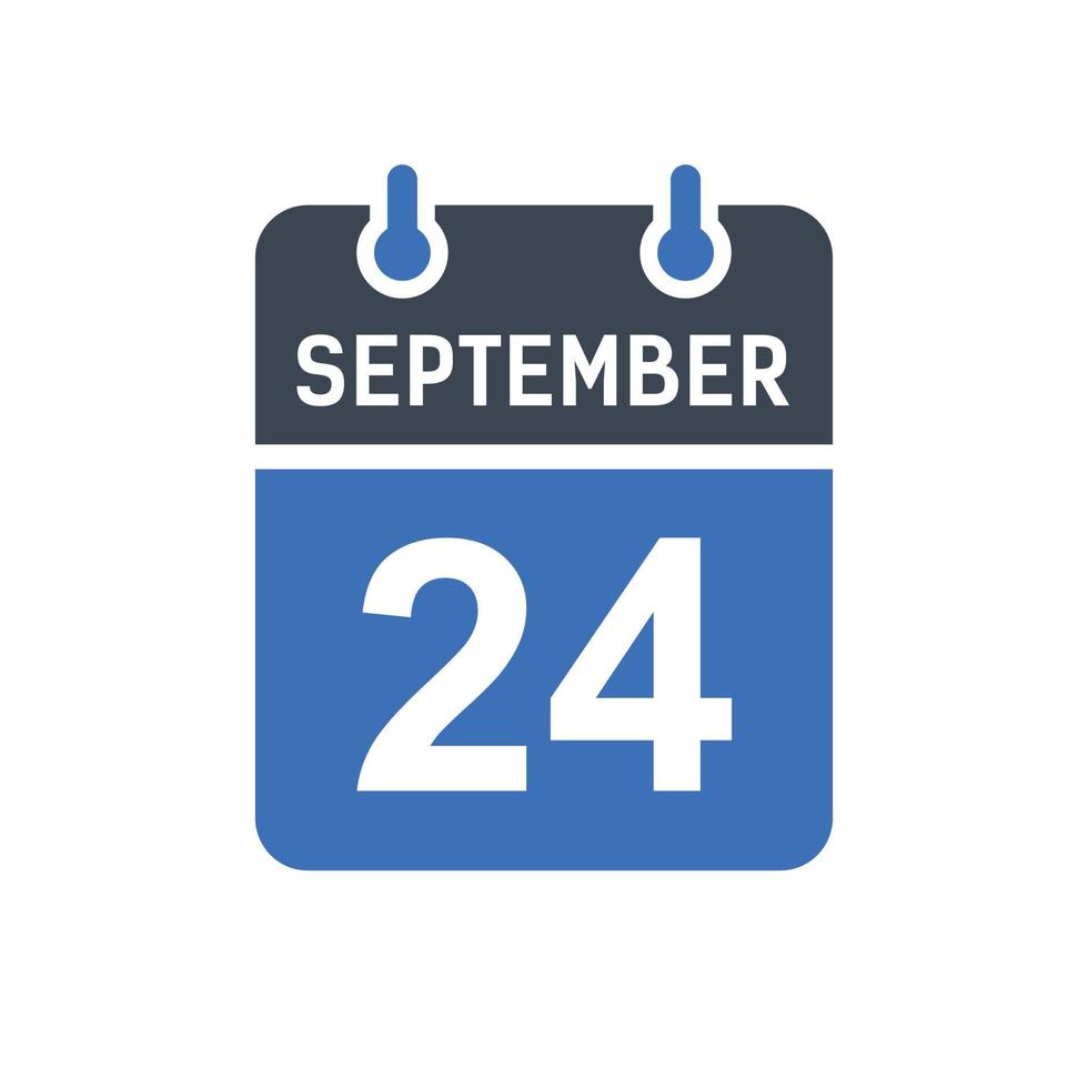 icône de la date du calendrier du 24 septembre vecteur
