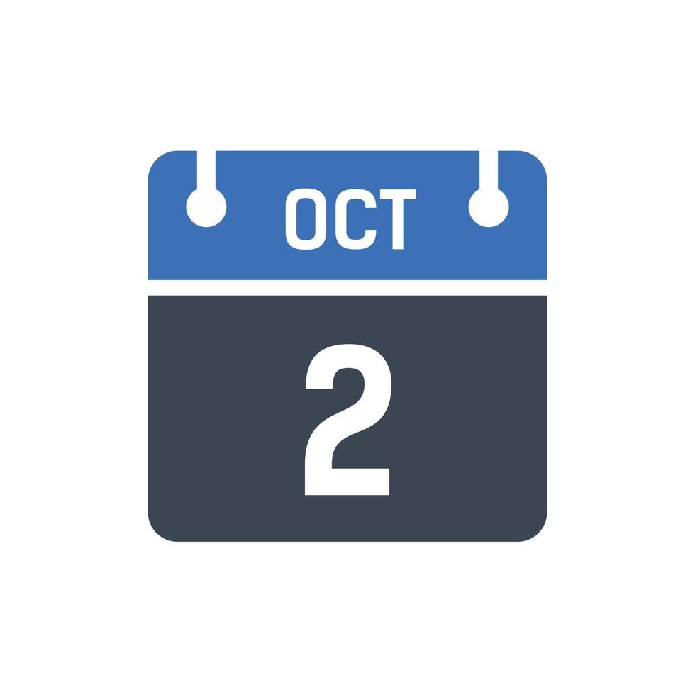 calendrier de la date du mois du 2 octobre vecteur