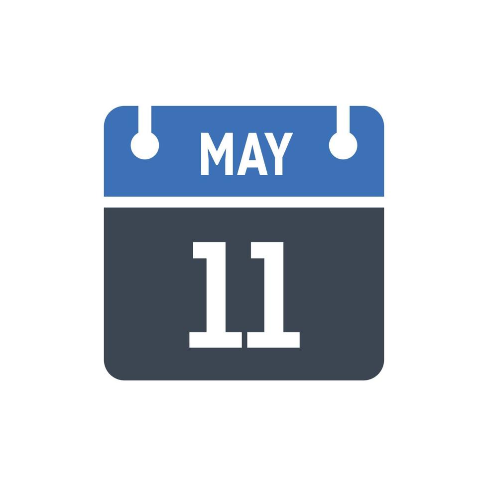 icône de la date du calendrier du 11 mai vecteur