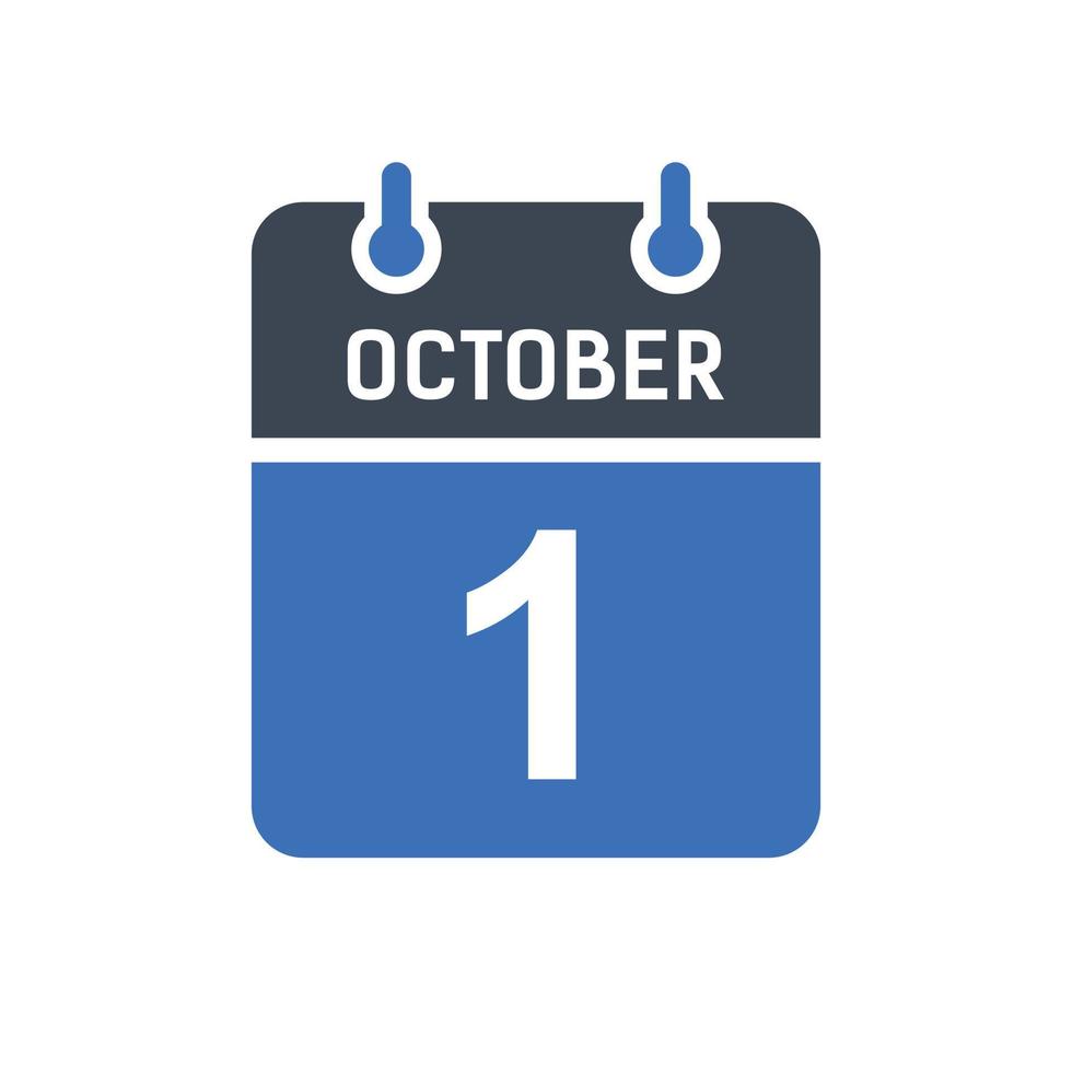 icône de la date du calendrier du 1er octobre, icône de la date de l'événement, date du calendrier, conception de l'icône vecteur