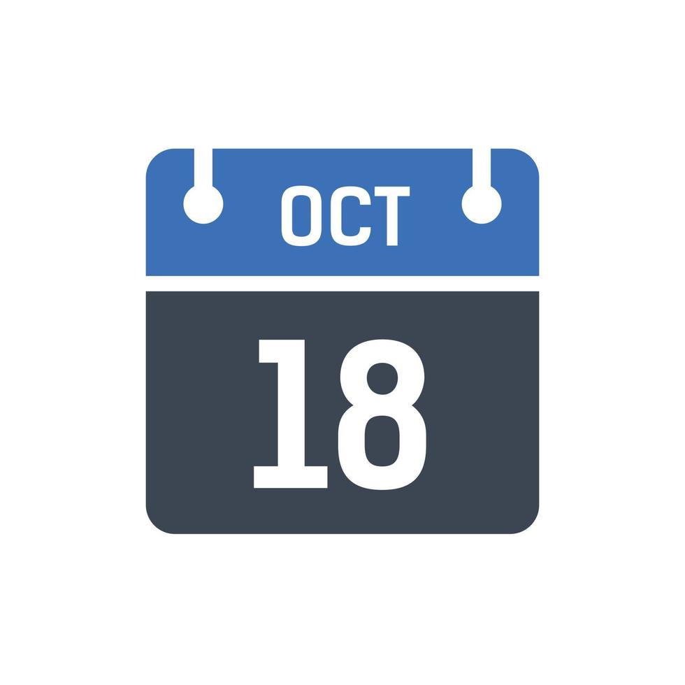 calendrier de la date du mois du 18 octobre vecteur