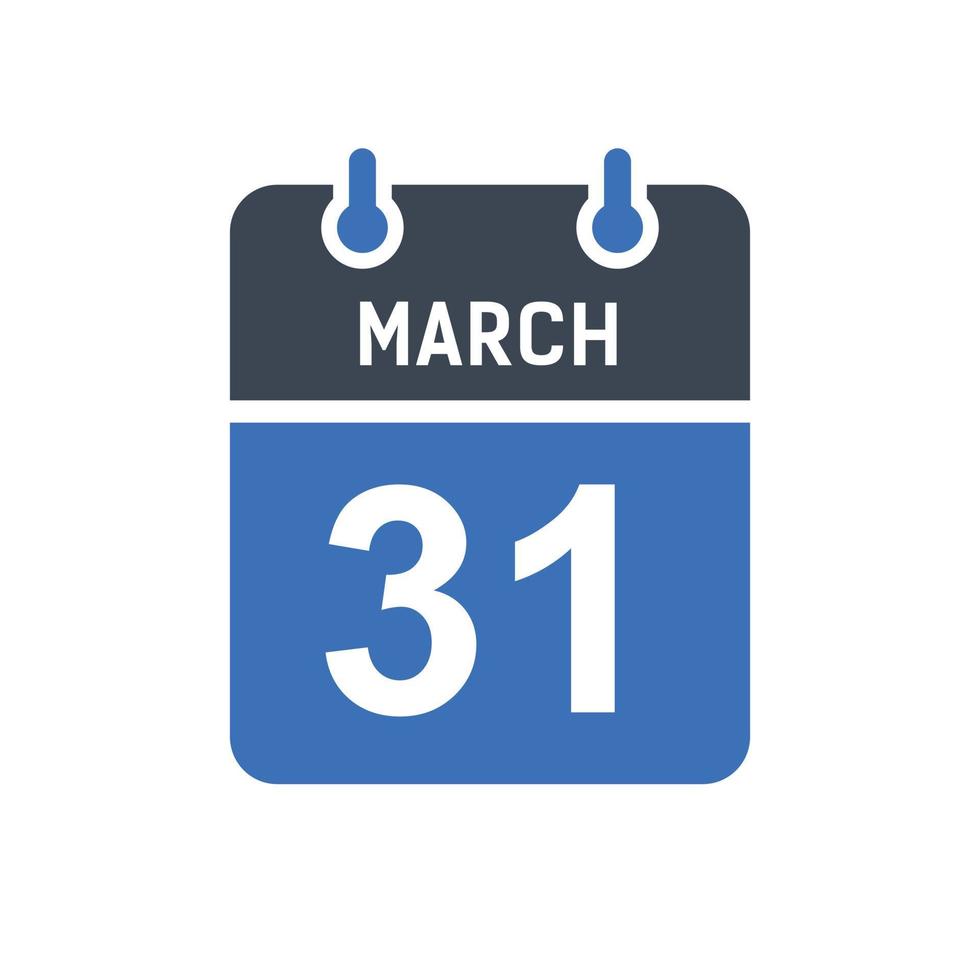 icône de la date du calendrier du 31 mars vecteur