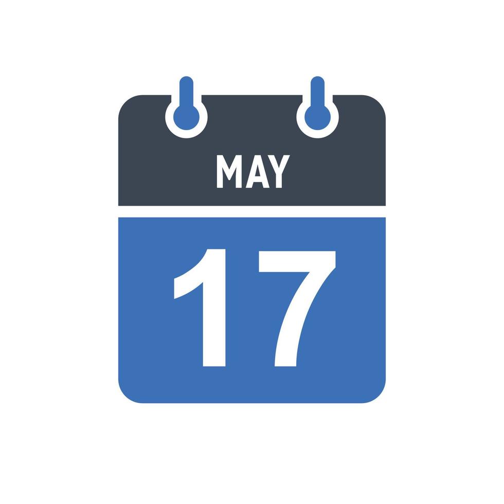 icône de la date du calendrier du 17 mai vecteur