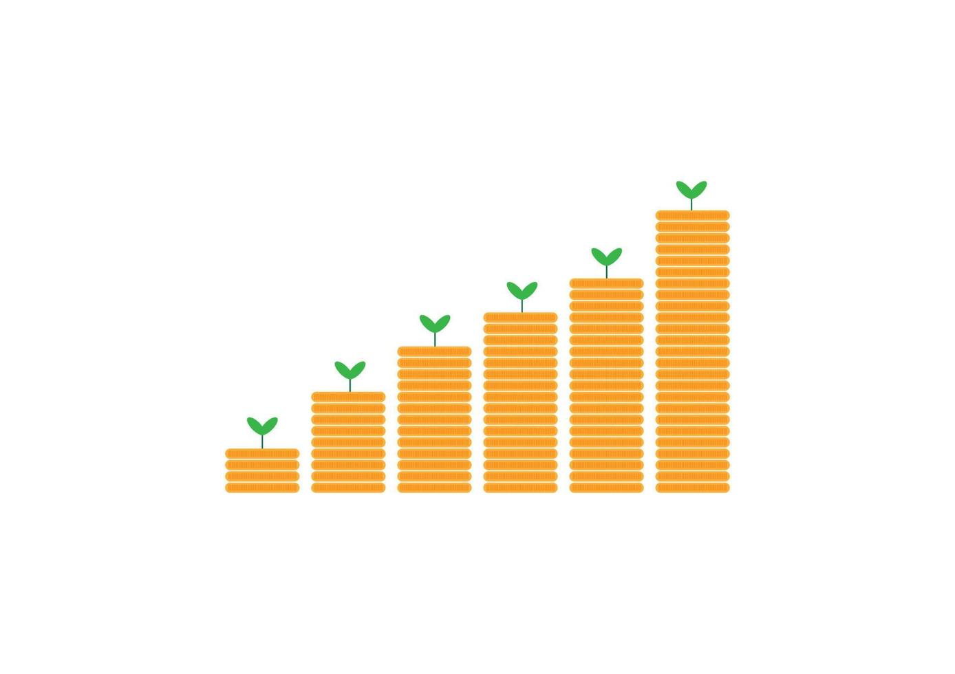 concept d'épargne et d'investissement pour l'avenir. pile de pièces d'or avec la croissance des arbres isolé sur fond blanc. succès commercial et croissance financière. vecteur