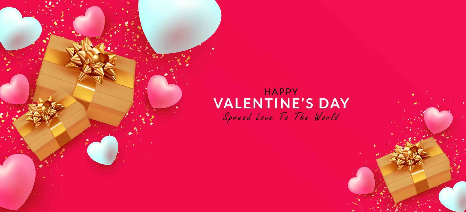 bannière happy valentines day pour carte de voeux, site web, affiches, publicités, matériel promotionnel vecteur