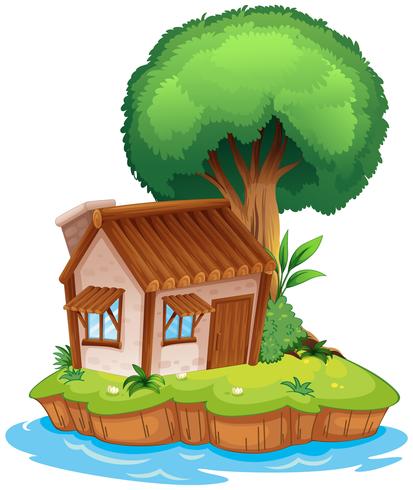 Une maison sur une île vecteur