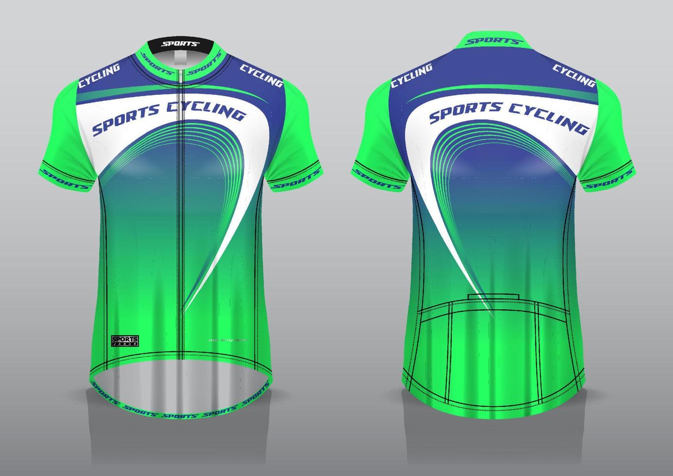 conception de modèle de maillot de cyclisme vue avant et arrière de l'uniforme de t-shirt vecteur