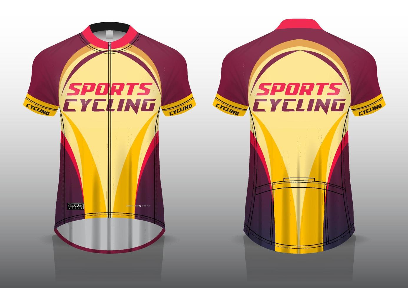 conception de maillot pour le cyclisme, vue avant et arrière, uniforme de fantaisie et facile à modifier et à imprimer, uniforme d'équipe cycliste vecteur