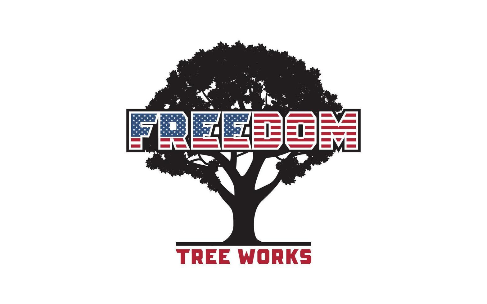 logo liberté arbre travail fond blanc vecteur