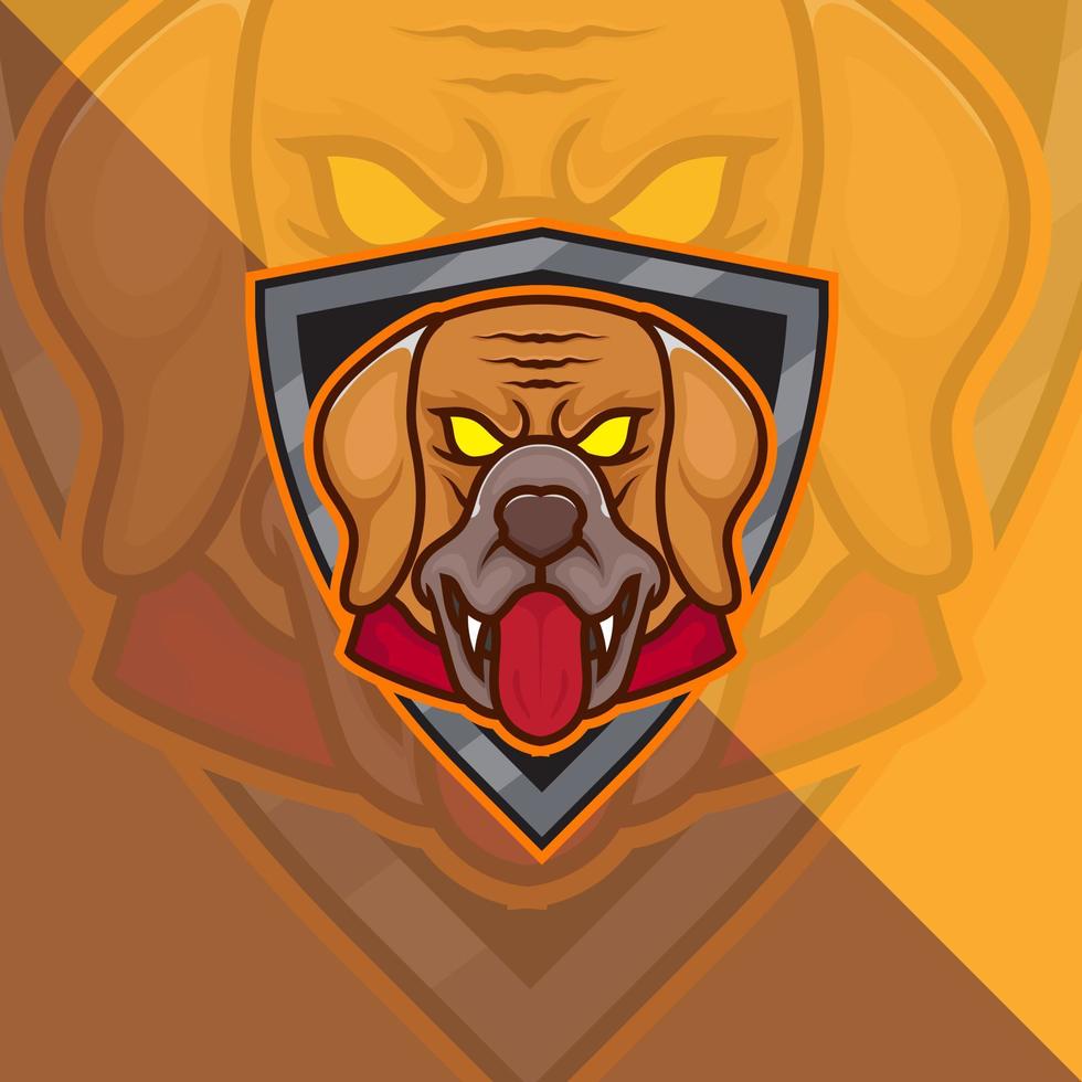 logo de mascotte d'esport de tête de chien pour l'esport, les jeux et le vecteur gratuit premium de sport.