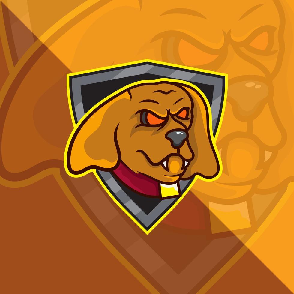 logo de mascotte d'esport de tête de chien pour l'esport, les jeux et le vecteur gratuit premium de sport.