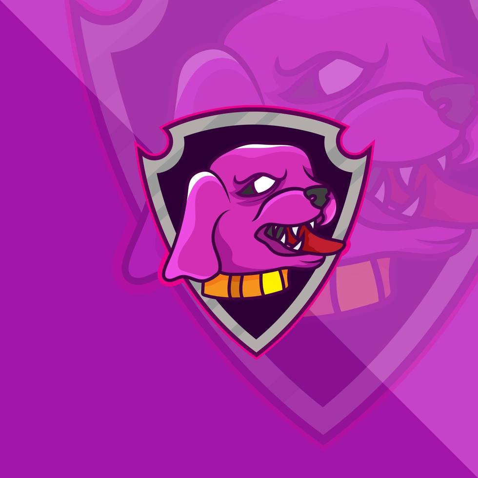 logo de mascotte d'esport de tête de chien pour l'esport, les jeux et le vecteur gratuit premium de sport.