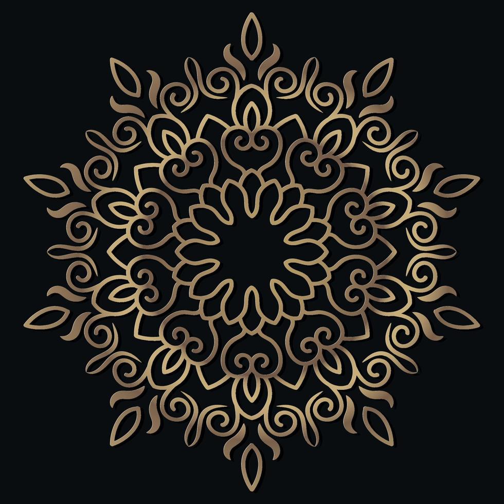 ornement de mandala ou conception de fond de fleur couleur dorée. vecteur