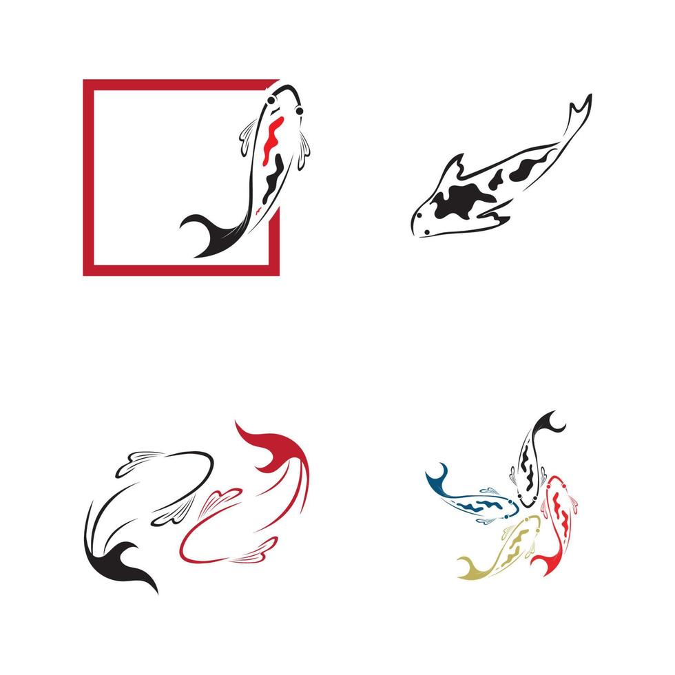 concept de conception de logo de poisson koi vecteur