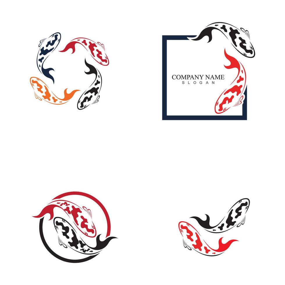 concept de conception de logo de poisson koi vecteur