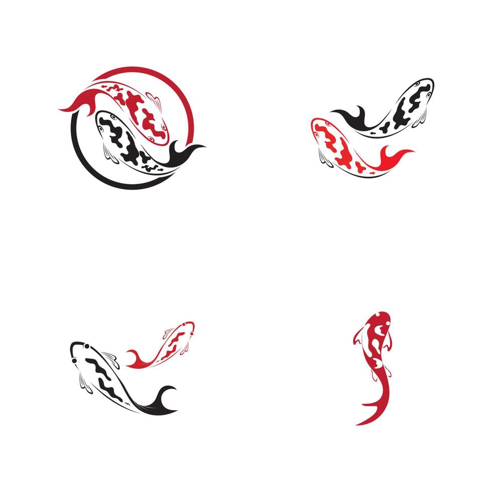 concept de conception de logo de poisson koi vecteur