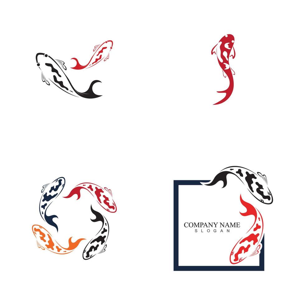 concept de conception de logo de poisson koi vecteur
